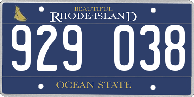 RI license plate 929038