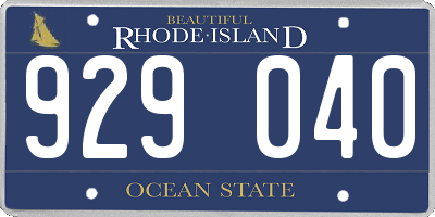 RI license plate 929040