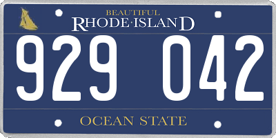 RI license plate 929042