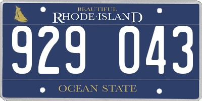 RI license plate 929043