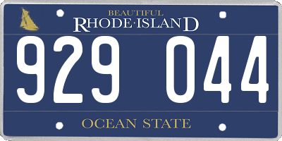 RI license plate 929044
