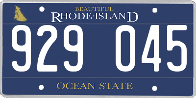 RI license plate 929045