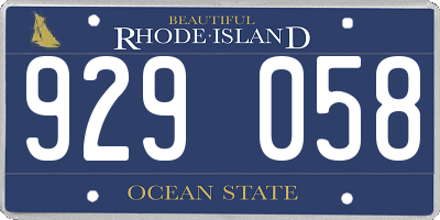 RI license plate 929058