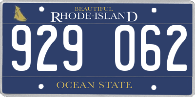 RI license plate 929062