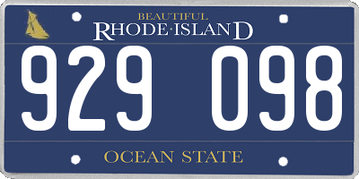 RI license plate 929098