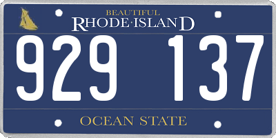 RI license plate 929137