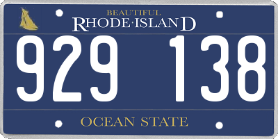 RI license plate 929138