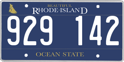 RI license plate 929142