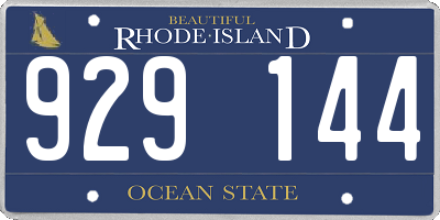 RI license plate 929144