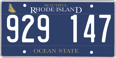 RI license plate 929147