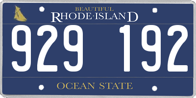 RI license plate 929192