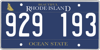 RI license plate 929193