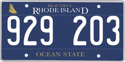 RI license plate 929203