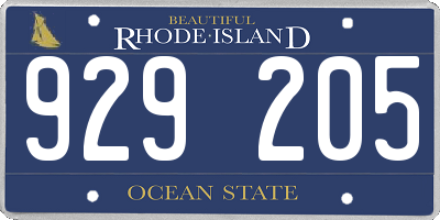 RI license plate 929205