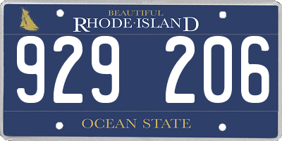 RI license plate 929206