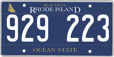 RI license plate 929223