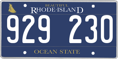 RI license plate 929230