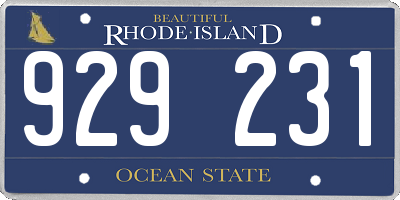 RI license plate 929231