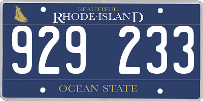 RI license plate 929233