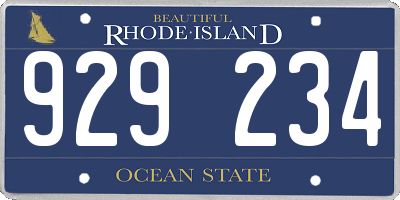 RI license plate 929234