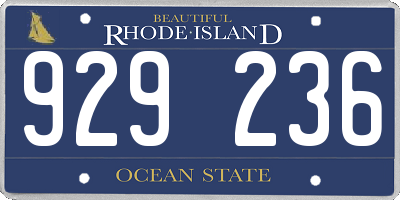 RI license plate 929236