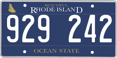 RI license plate 929242