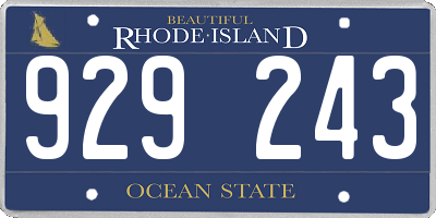 RI license plate 929243