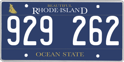 RI license plate 929262