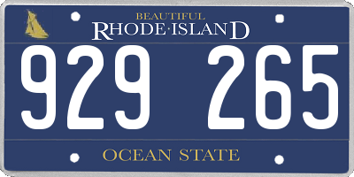 RI license plate 929265