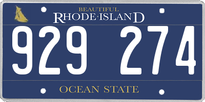RI license plate 929274