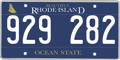 RI license plate 929282