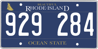 RI license plate 929284