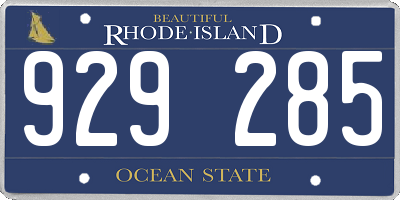 RI license plate 929285