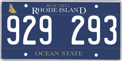 RI license plate 929293