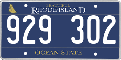 RI license plate 929302