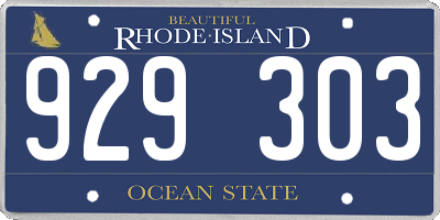 RI license plate 929303