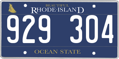 RI license plate 929304