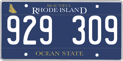 RI license plate 929309