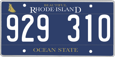 RI license plate 929310