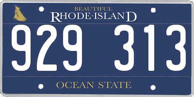 RI license plate 929313