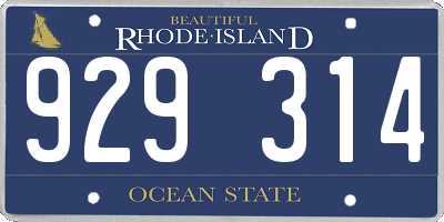 RI license plate 929314
