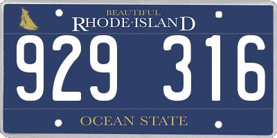 RI license plate 929316