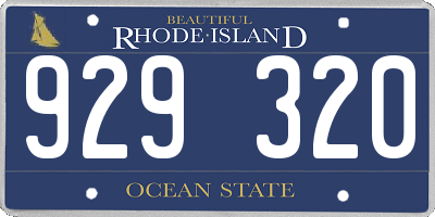 RI license plate 929320