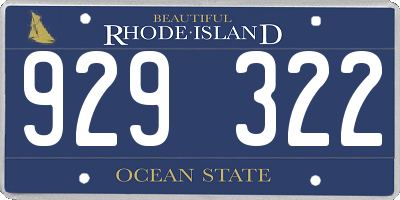 RI license plate 929322