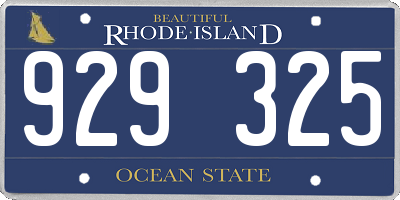 RI license plate 929325