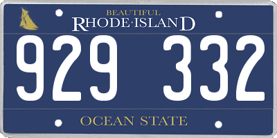 RI license plate 929332