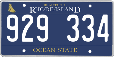 RI license plate 929334