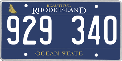 RI license plate 929340