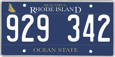 RI license plate 929342