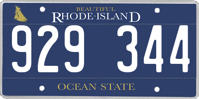 RI license plate 929344